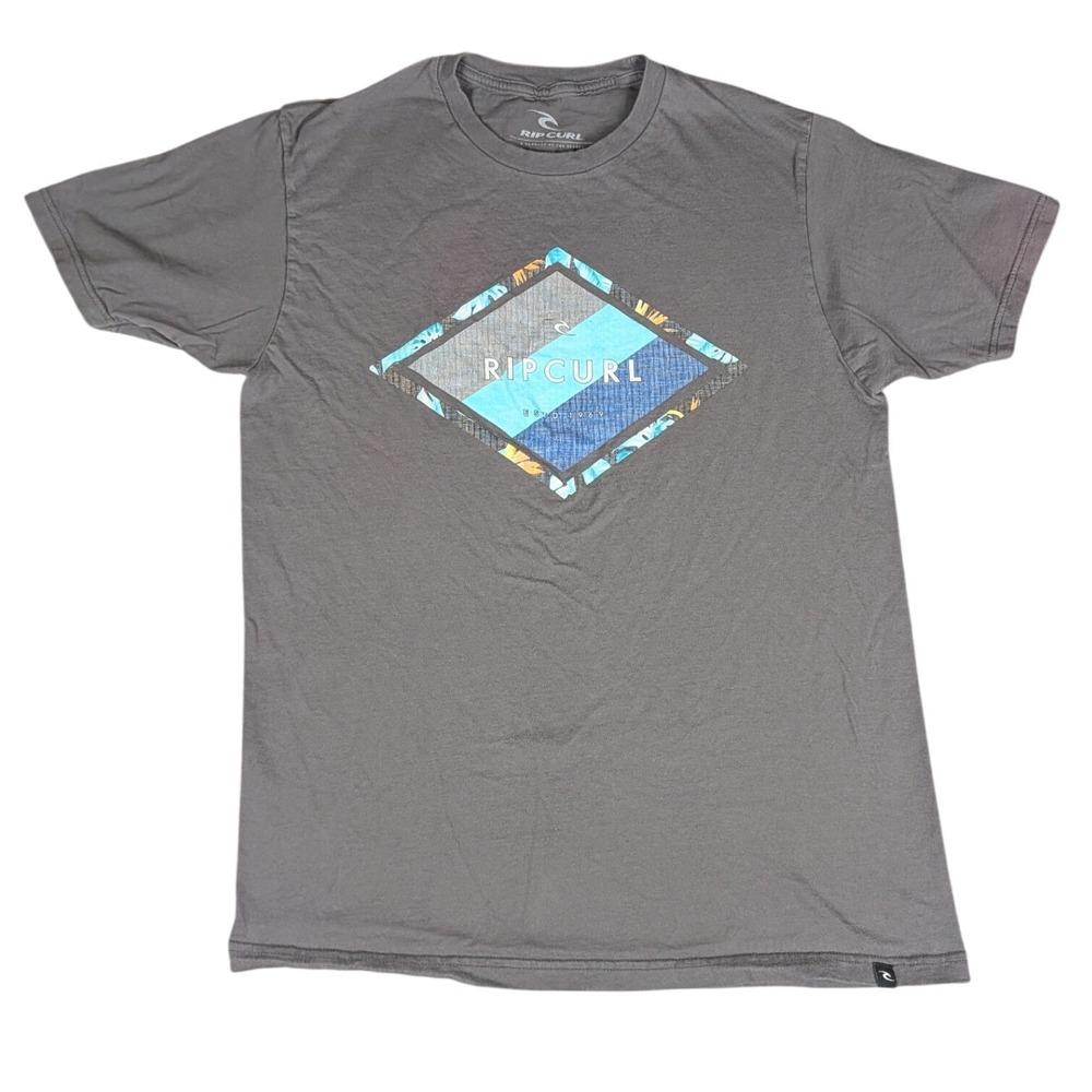 Rip Curl Graphic T-Shirt Mens Medium Gray Diamond Logo Surf Excellent
